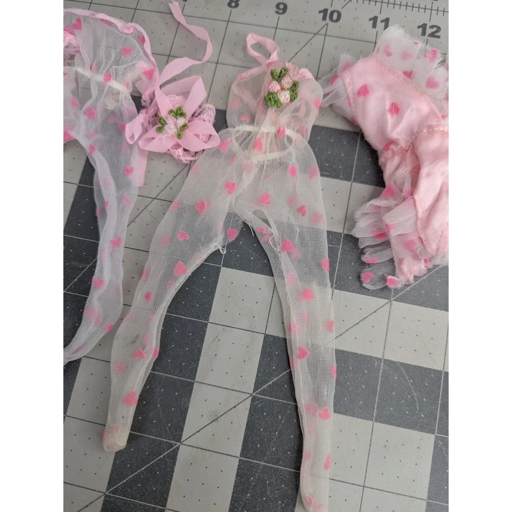 Fashion Doll Lingerie Pink Hearts‎ Lace Outfits Lot READ Damaged